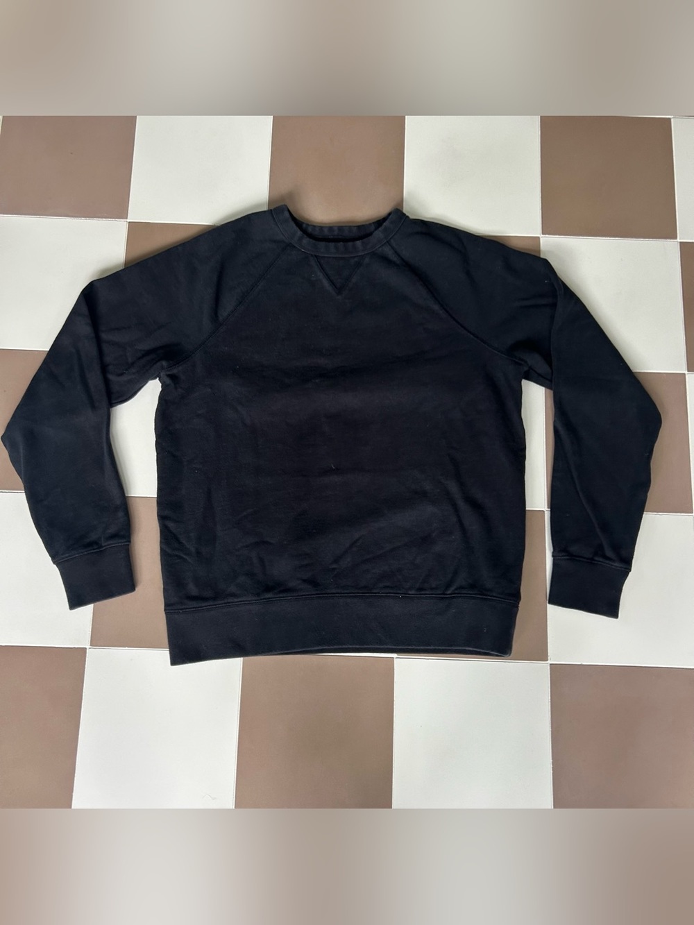 Everlane Cotton Crewneck Raglan Sweatshirt Small Black Minimalist